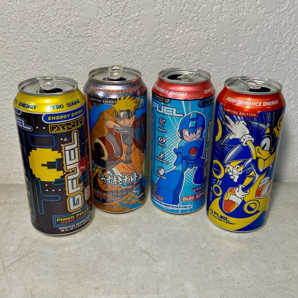 G FUEL Energy Drink Limited Edition Collector’s 4 Pack of EMPTY 16oz Cans